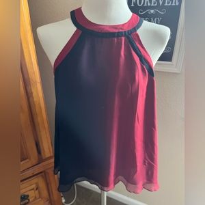 Sleeveless high neck ombré blouse